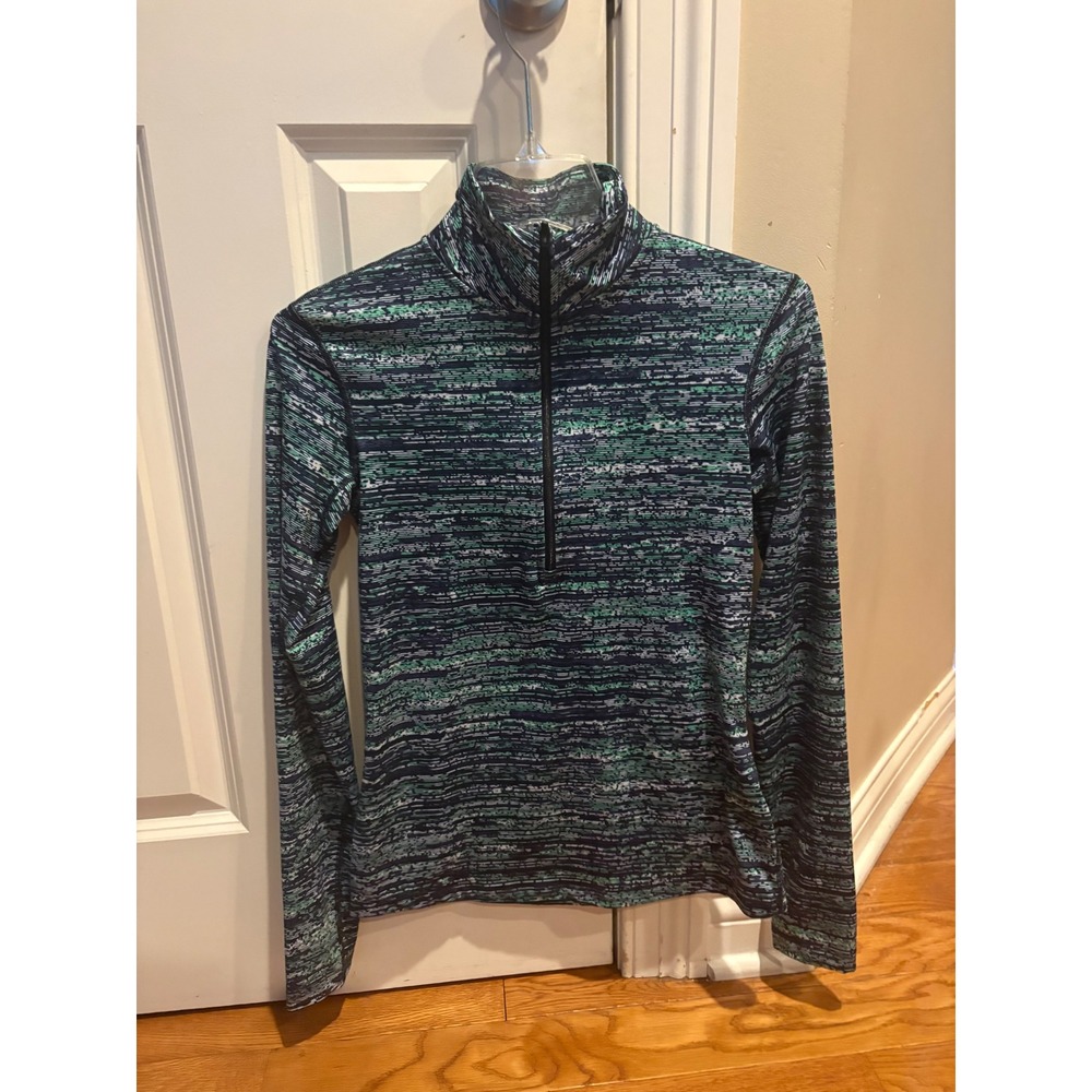 Nike Pro Dri-FIT Womens Quarter Zip Pullover Space Dye Teal Navy S